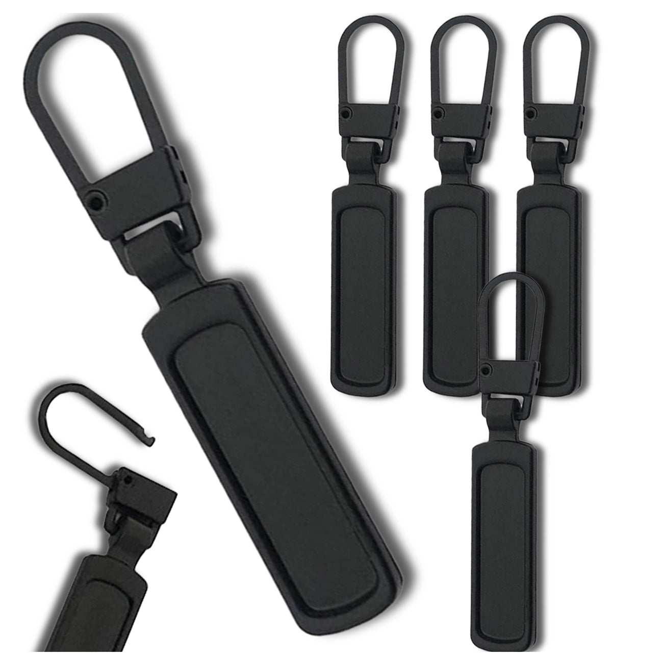 Metāla rāvējslēdzēja uzgaļi, melni, 5 gab. N377