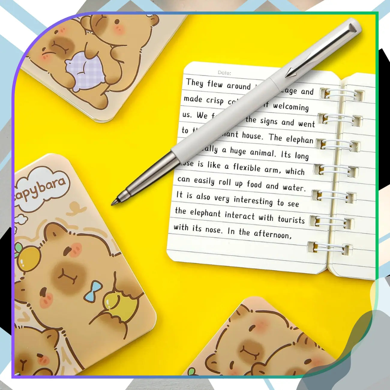 Kabatas piezīmju grāmatiņu komplekts ar kapibarām (4 gab.).