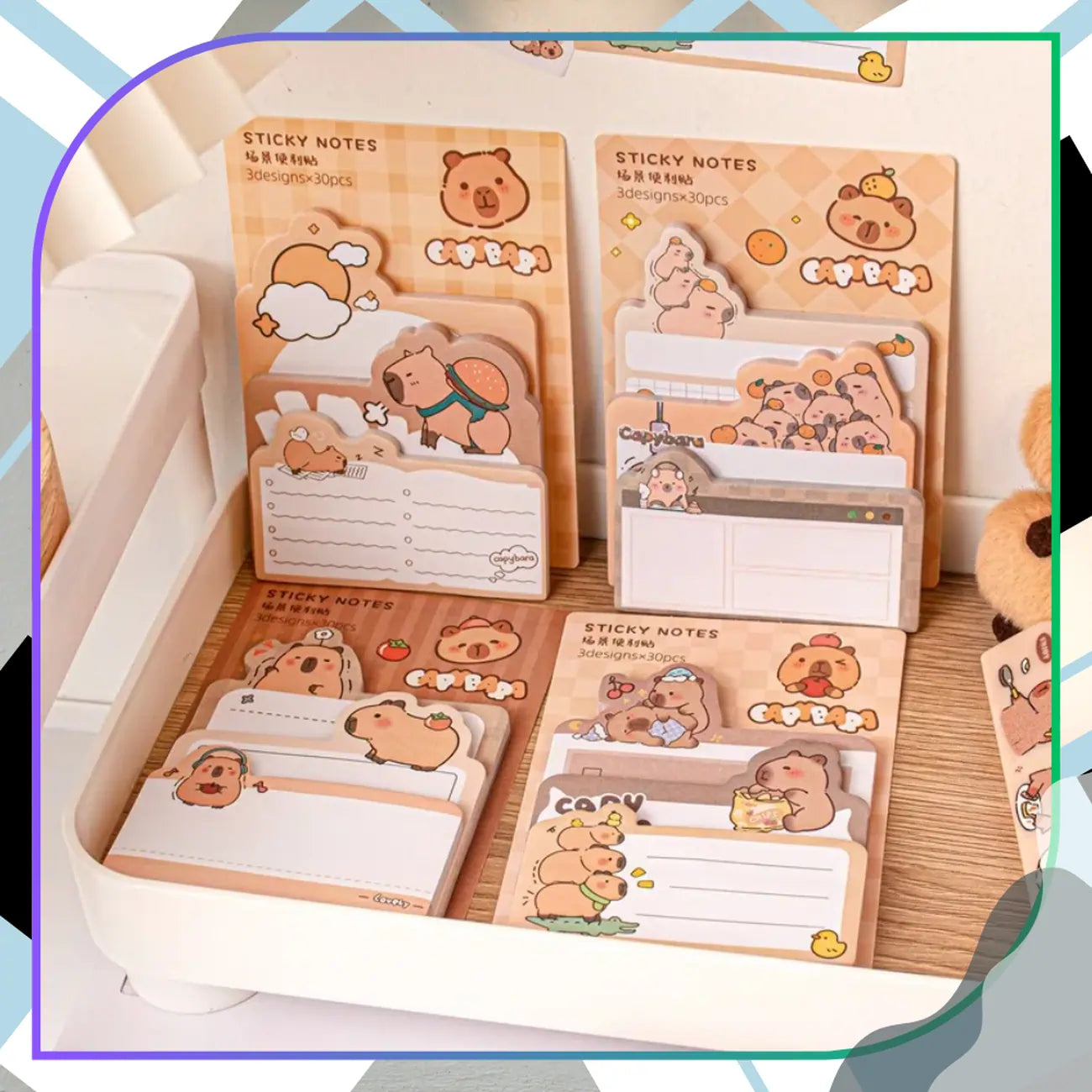 4 krāsainu kapibaras līmlapiņu komplekts