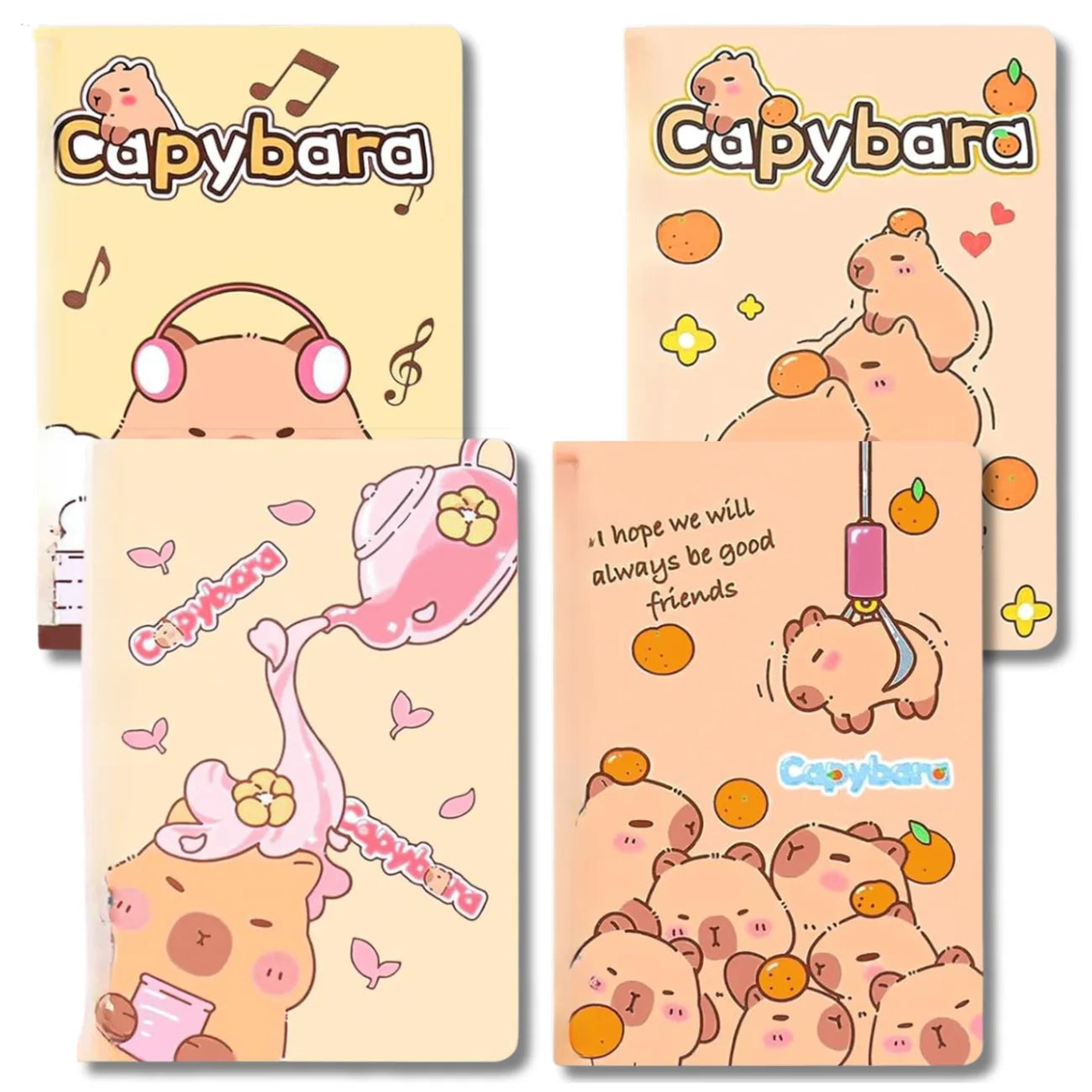 Piezīmju grāmatiņas, krāsainas, līnijotas, 4 gab., A5