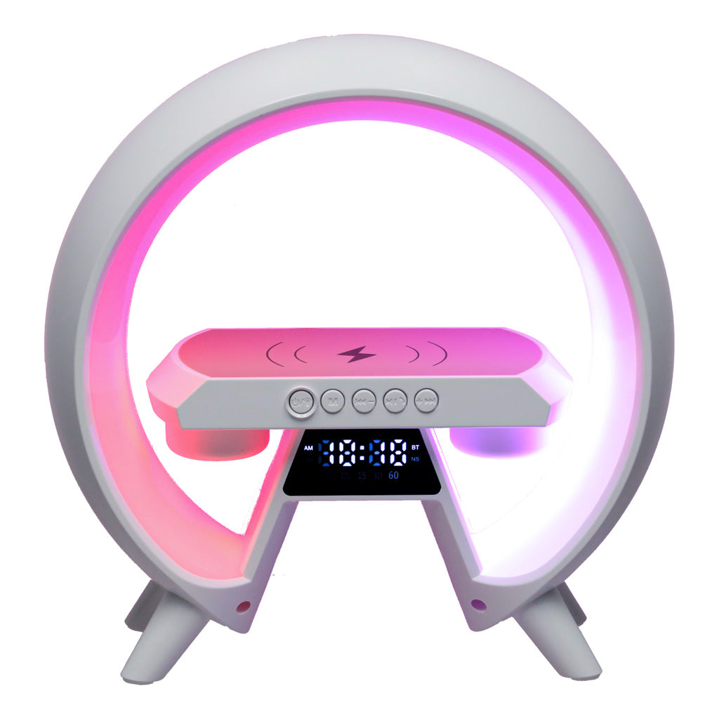 LED naktslampiņa spēlēm ar RGB, skaļruni, bezvadu lādētāju, radio un modinātāju