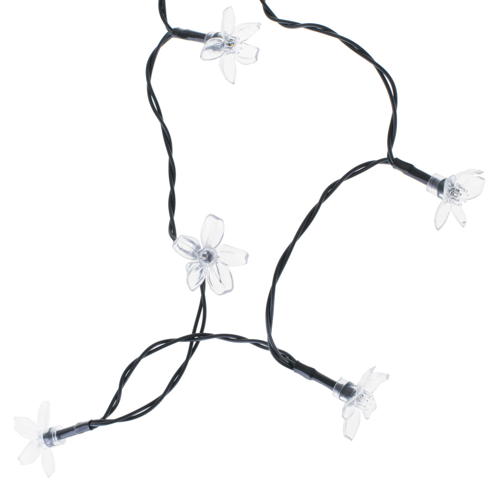 Dārza saules lampas ziediem 7m 50LED silti baltas