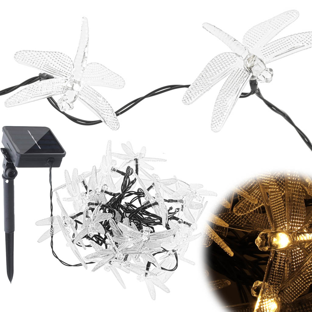 Dārza saules lampas ar spārēm 6,5 m 30 LED silti baltas