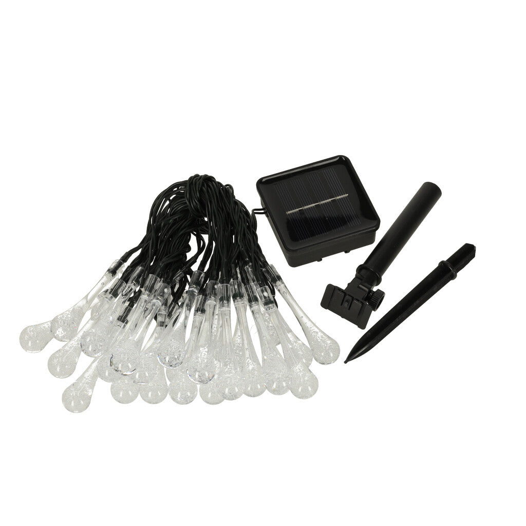 Dārza saules gaismas pilieni 6,5 m 30 LED auksti balta