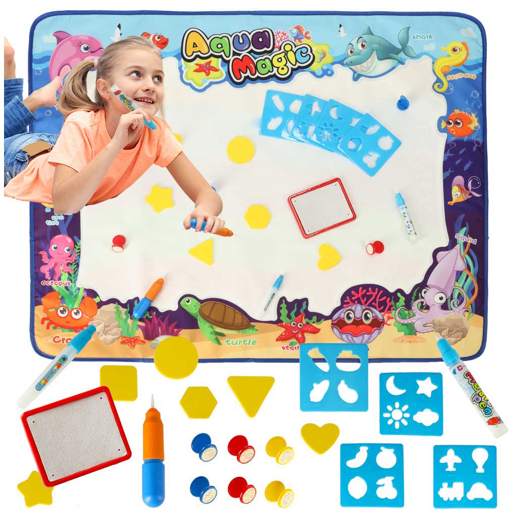 Akvaparka paklājiņš XXL ar zīmogiem un trafaretiem, 100 x 80 cm