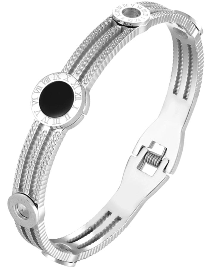 Sudraba krāsas rokassprādze, ķirurģiskais tērauds