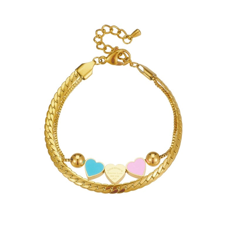 Dubultā zelta aproce ar sirsniņām, ķirurģiskais tērauds