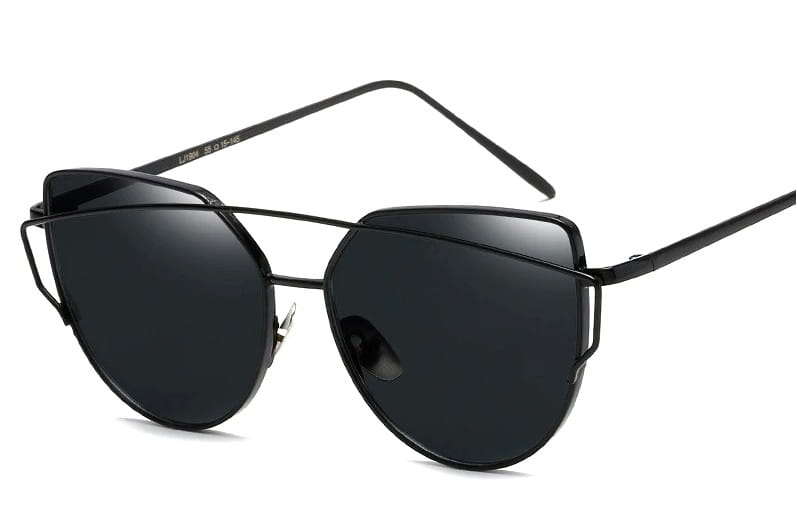 Saulesbrilles "Cat Eye" ar spoguļlēcām, melnas S4