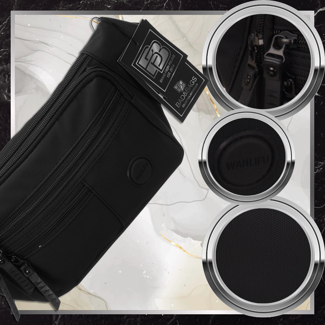 Ūdensizturīga jostas soma BAD&BAGS, melna