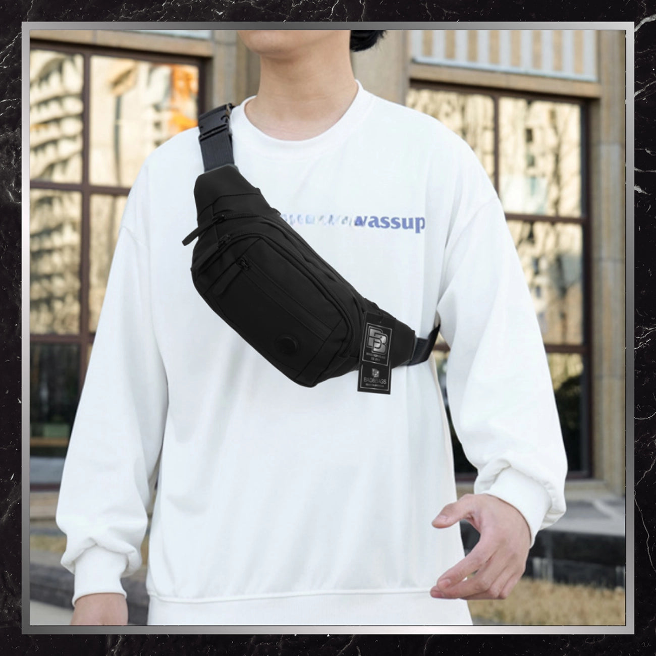 Vīriešu ūdensnecaurlaidīga jostas soma BAD&BAGS, melna