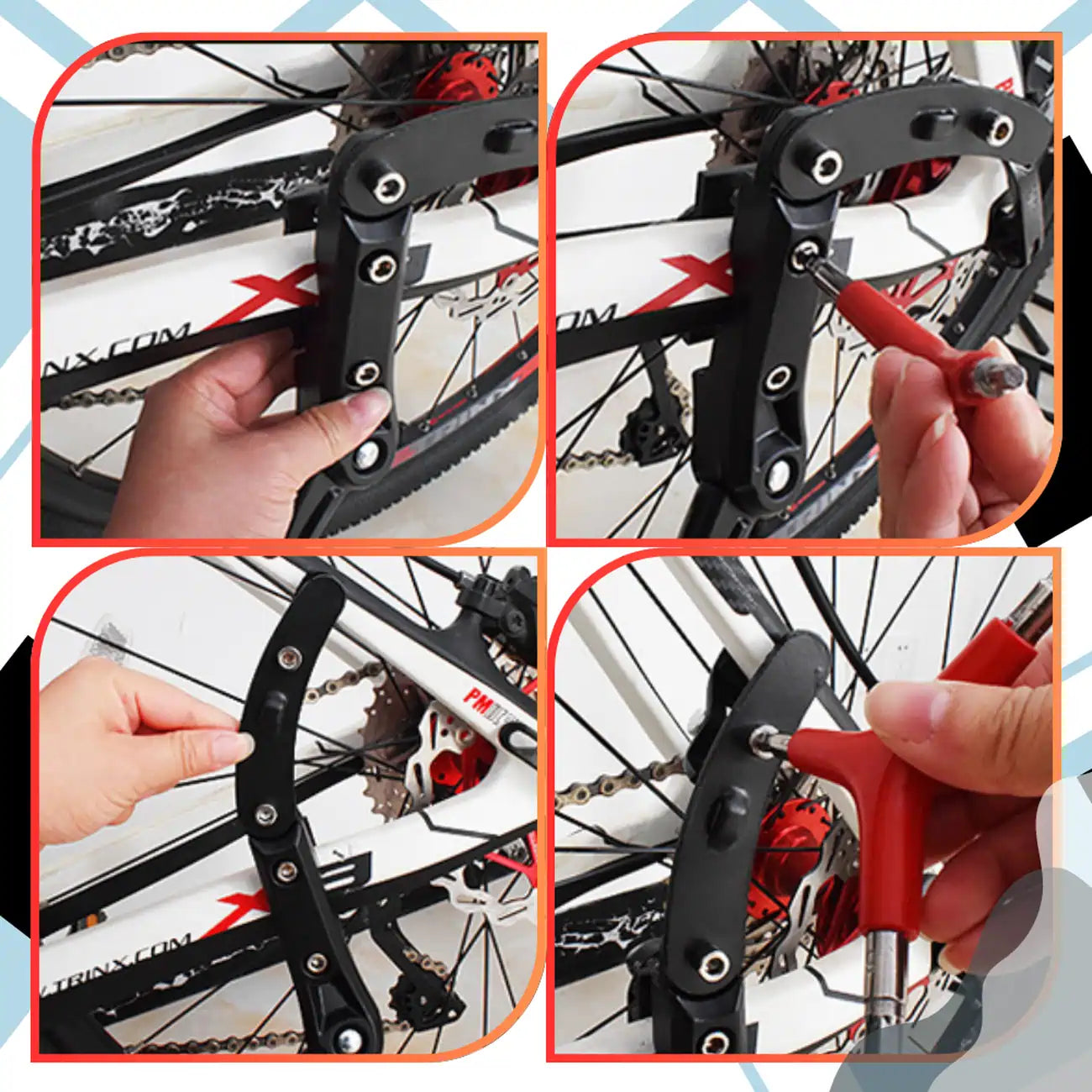 Velosipēda atbalsta kājiņa, melna, alumīnija, 24–29 collas