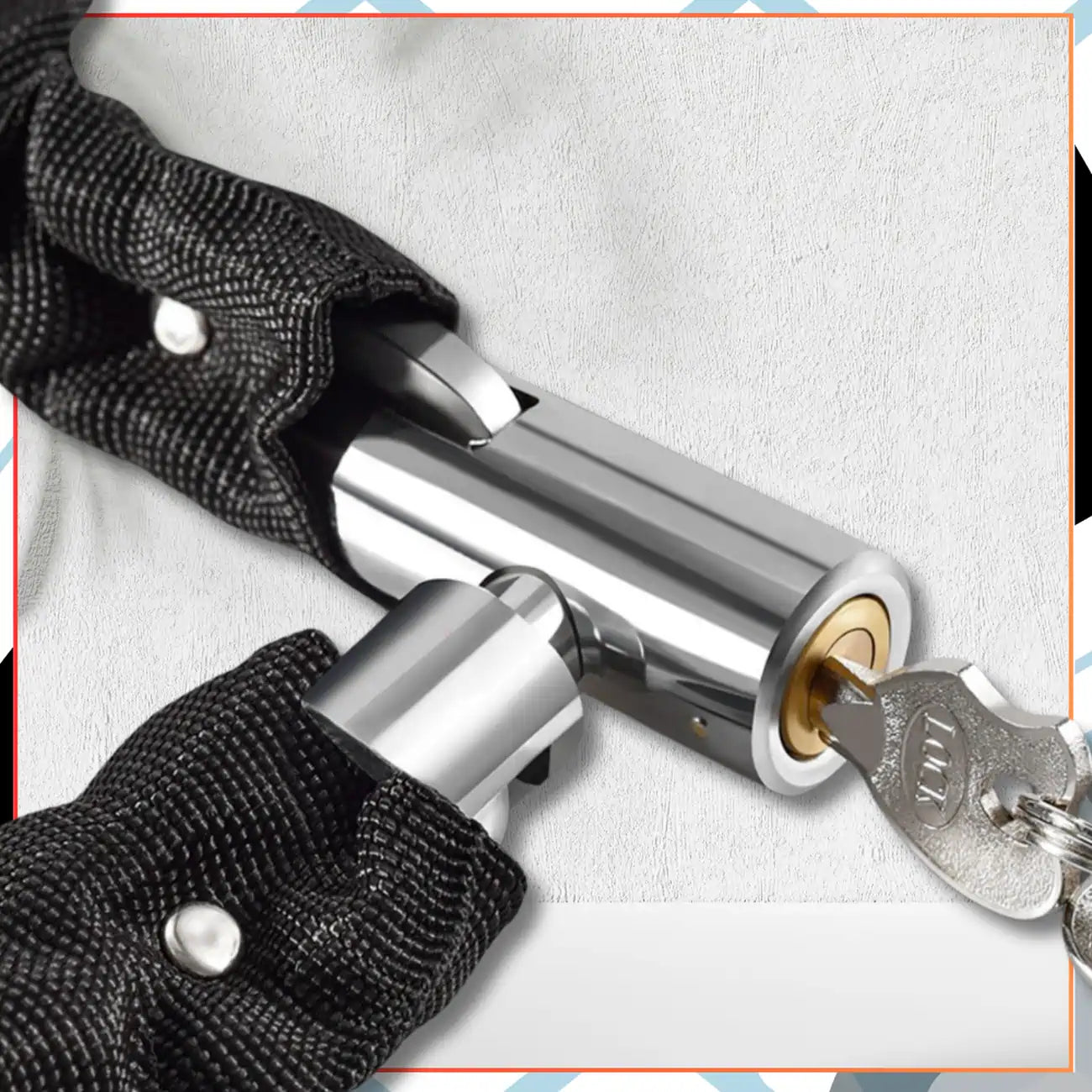 Velosipēda slēdzene ar atslēgu, ķēde, melna