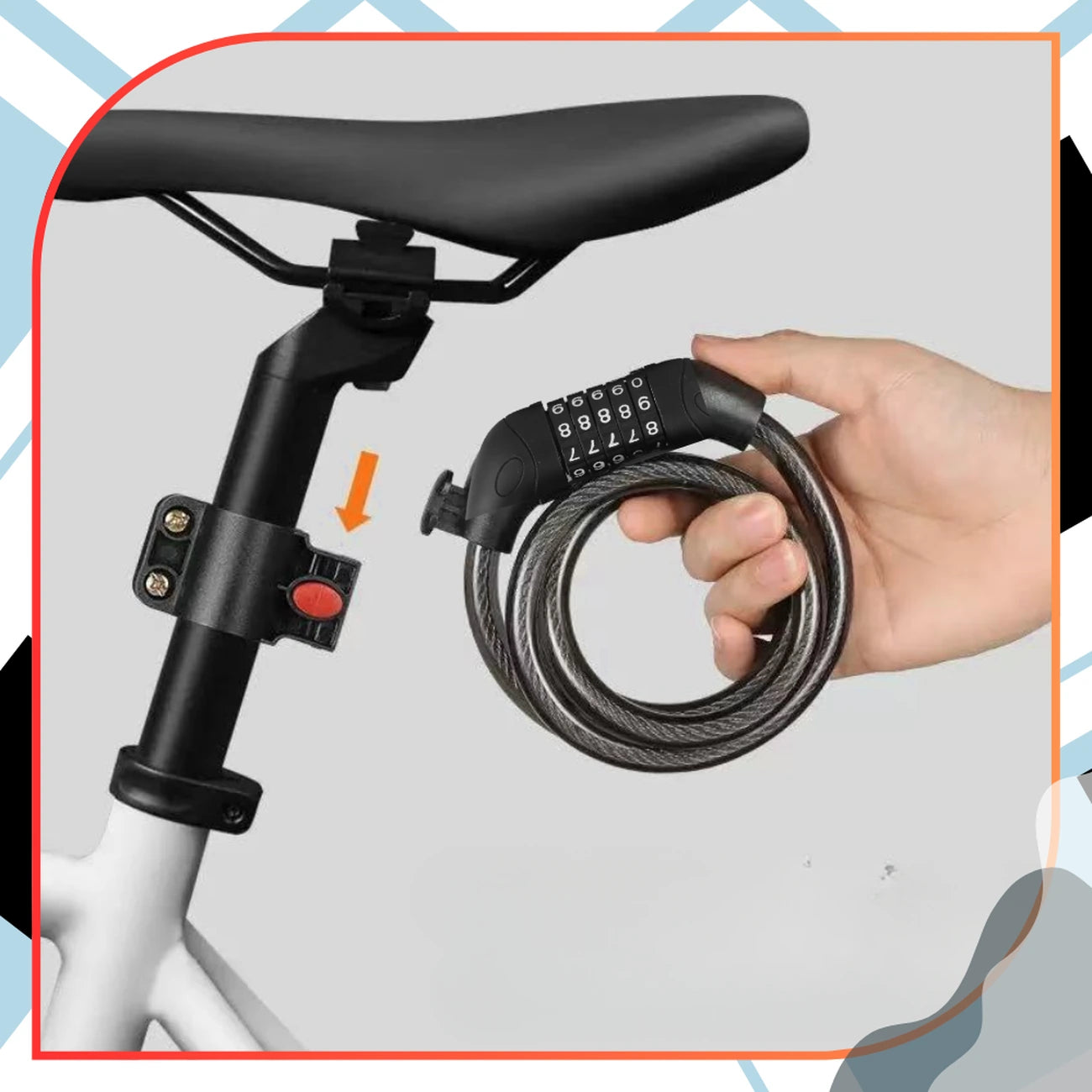 Velosipēda slēdzene ar kodu, ķēdi, aizsardzību