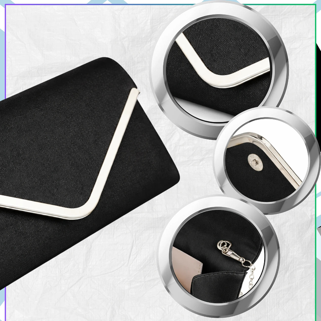 Vakarinė juoda delninė su grandinėle D37