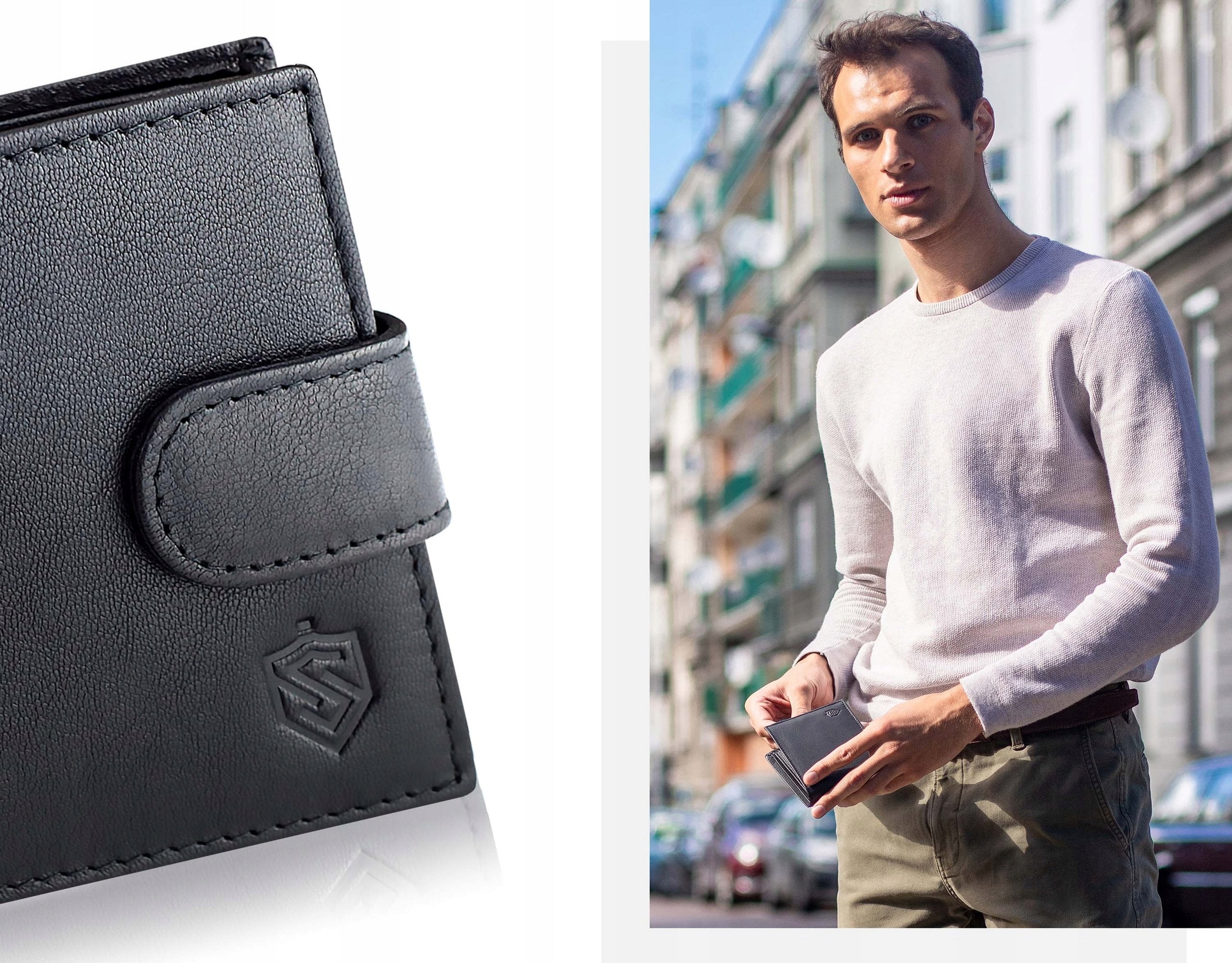 Vīriešu ādas maks STEVENS P25, melns S201