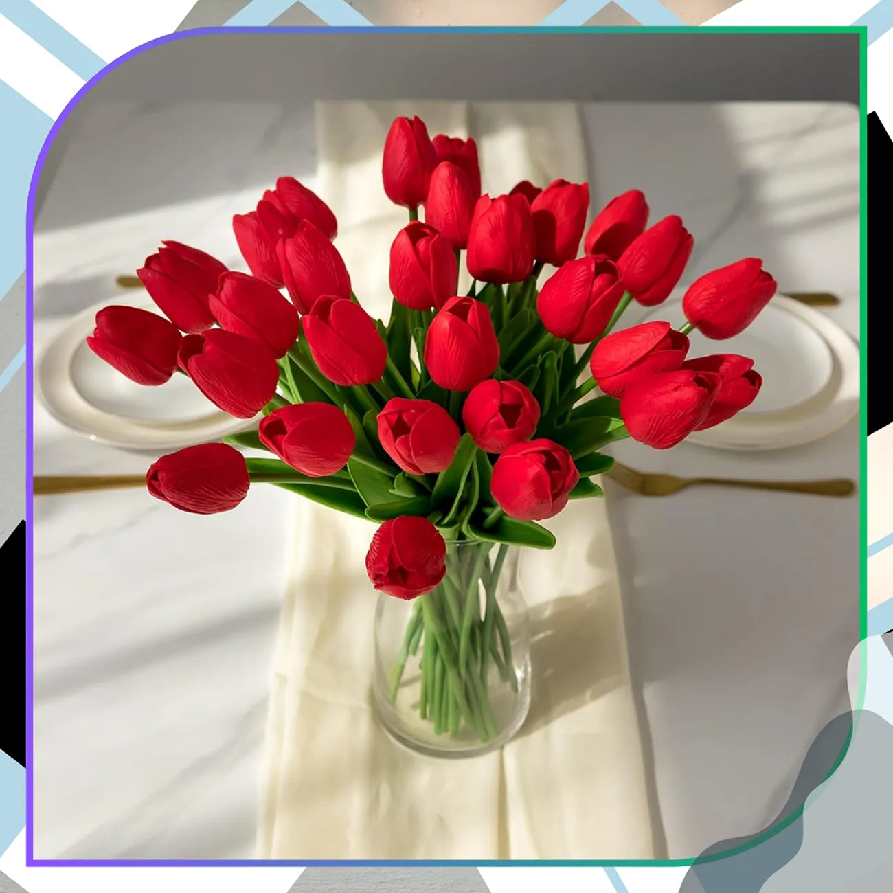 Mākslīgo tulpju pušķis, sarkans, 10 gab.