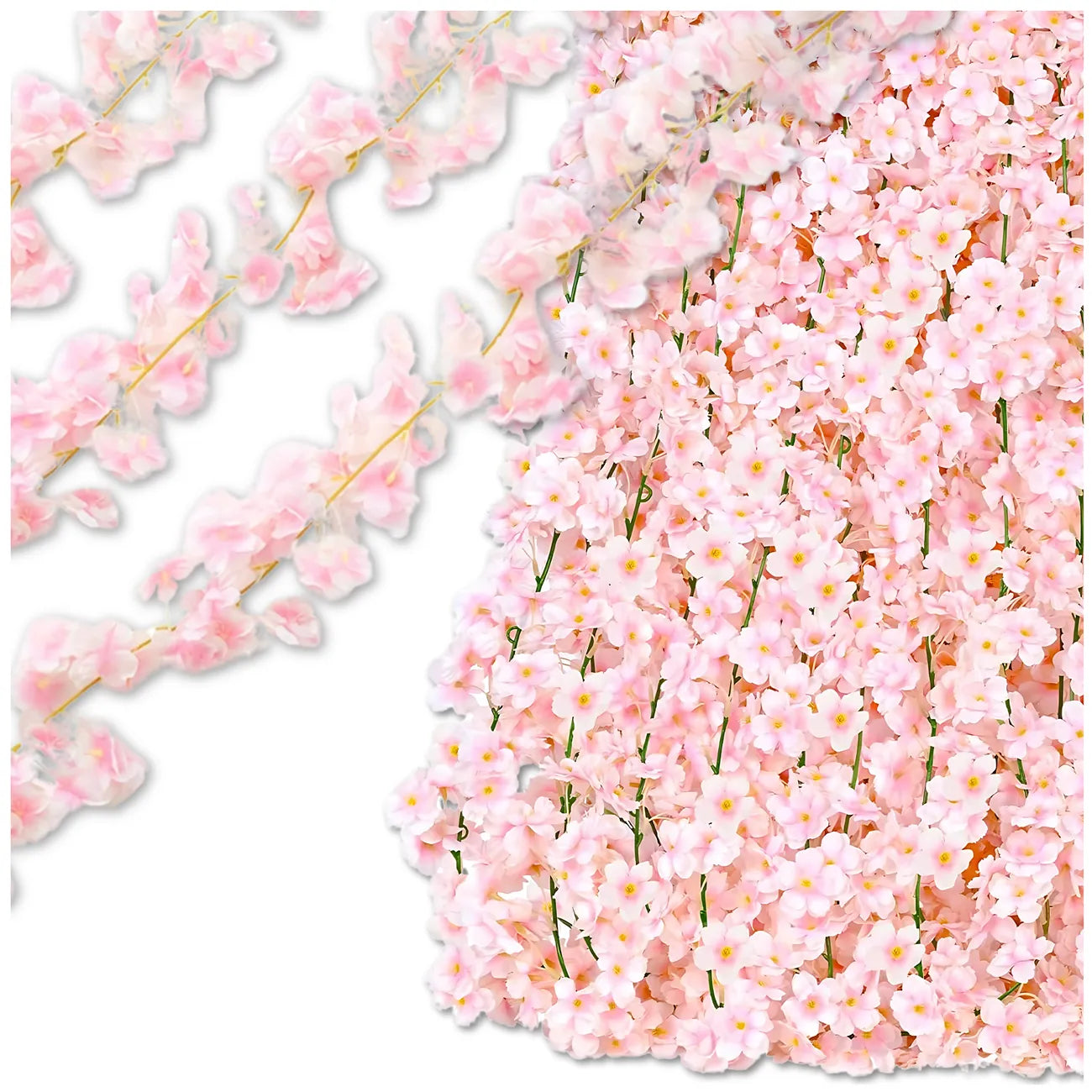 Mākslīgo ķiršu ziedu vītnes, 2 gab., rozā