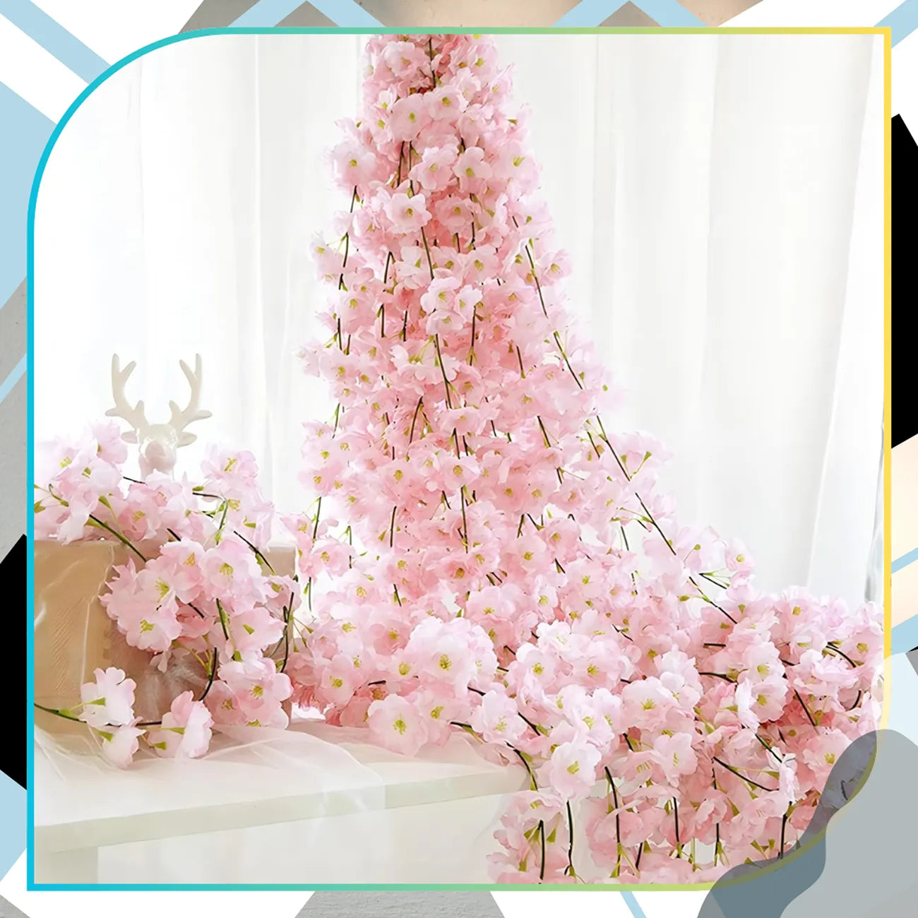 Mākslīgo ķiršu ziedu vītnes, 2 gab., rozā