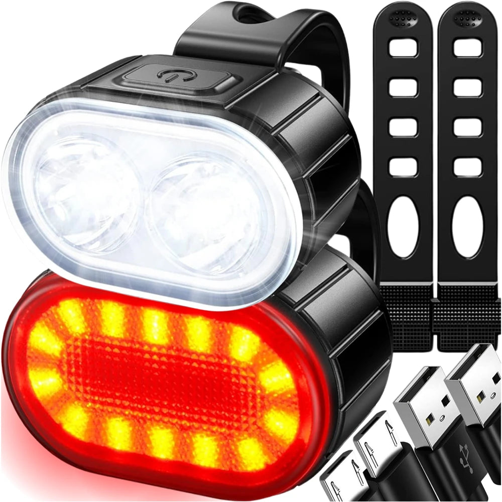Velosipēda apgaismojuma komplekts, USB, ūdensizturīgs