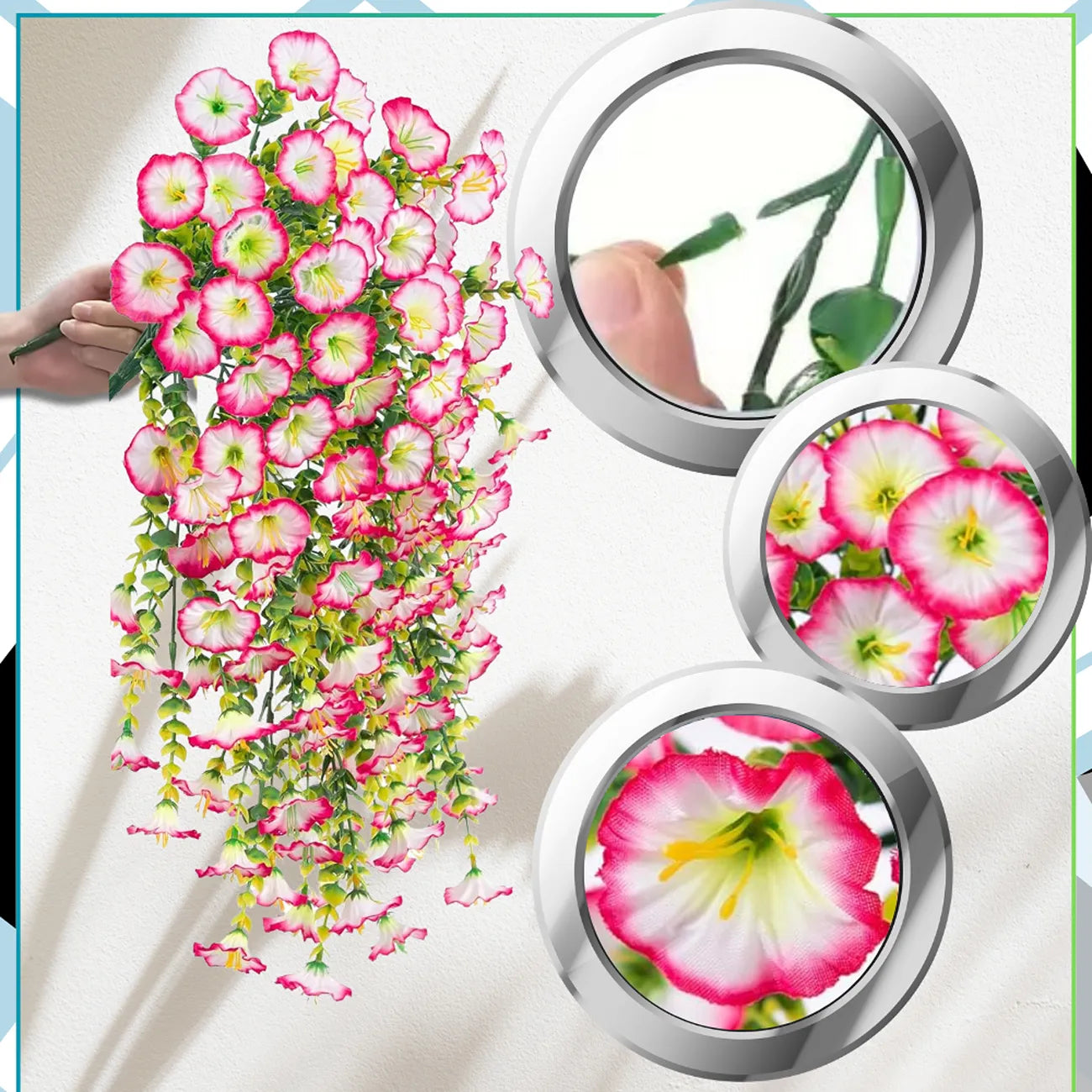 Mākslīgo ziedu virtene, rozā, 3 gab.