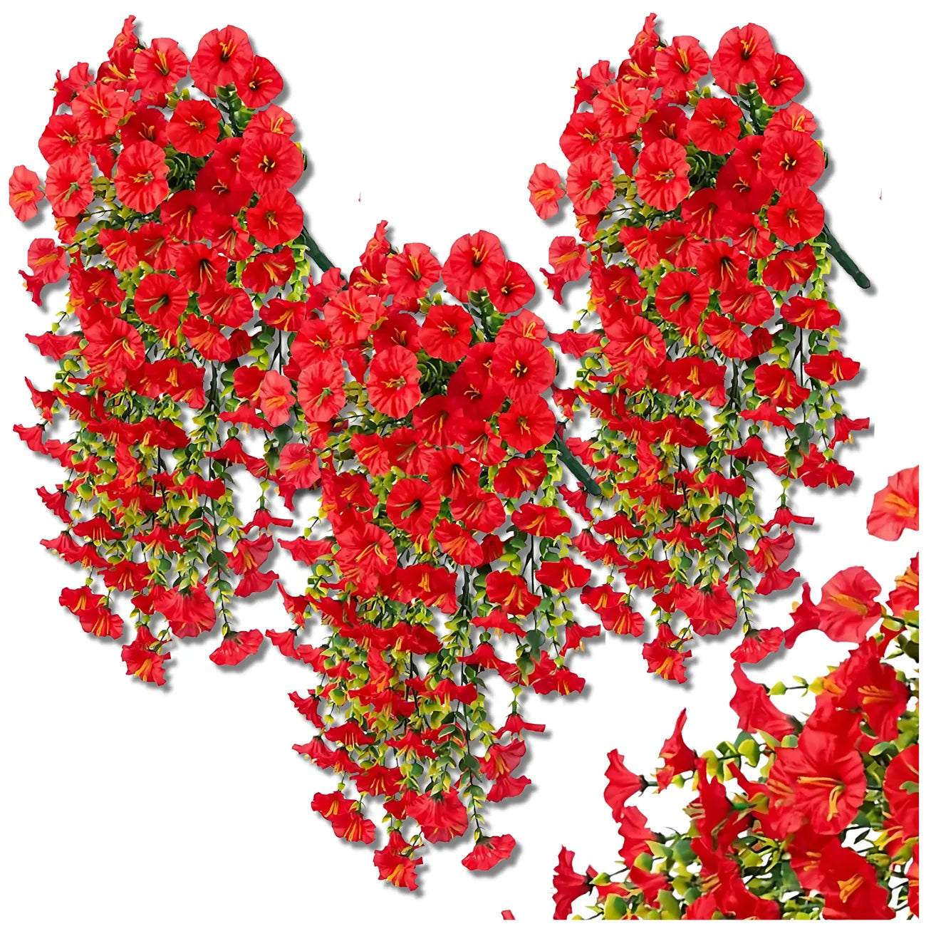 Mākslīgo ziedu virtene, sarkana, 3 gab.