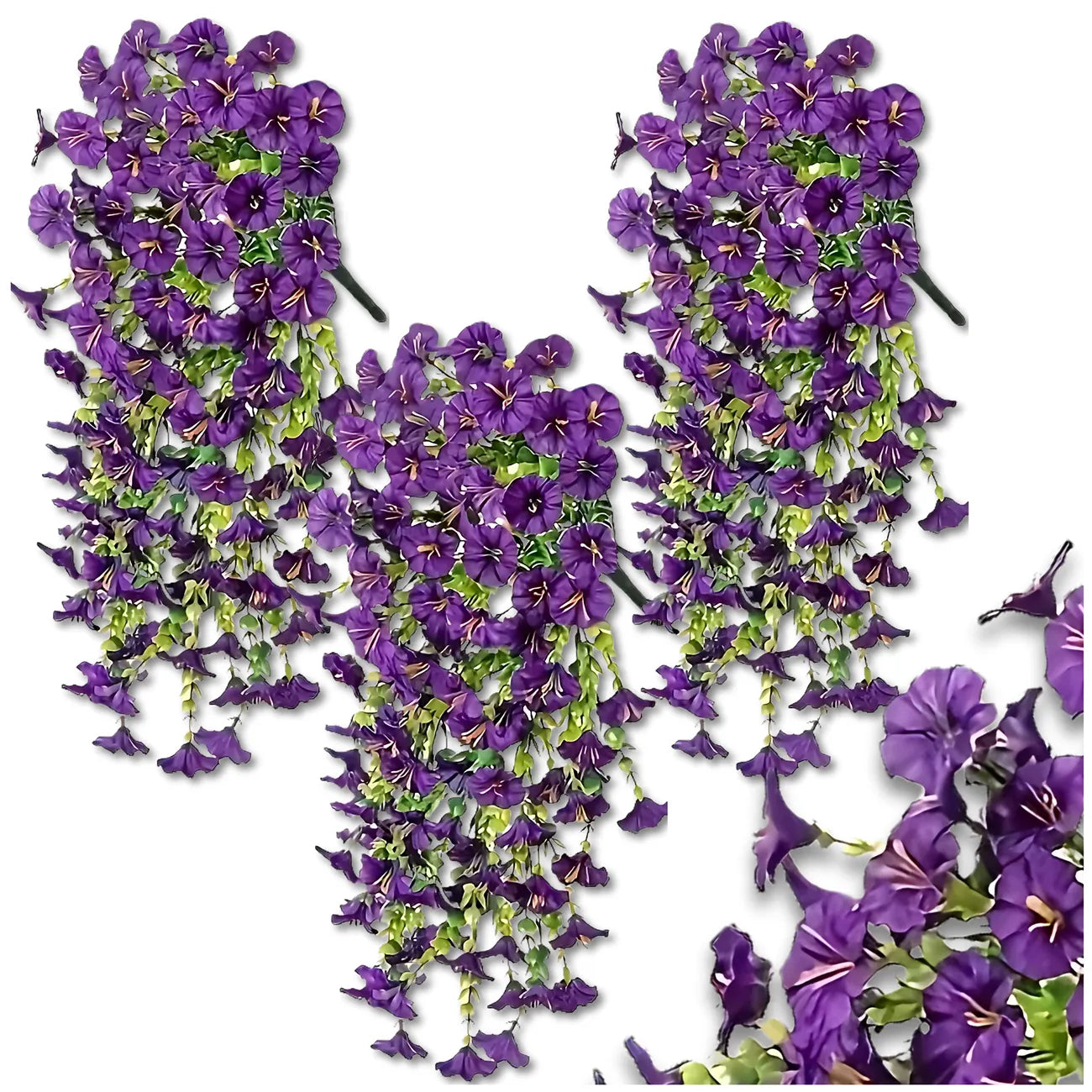 Mākslīgo ziedu virtene, violeta, 3 gab.