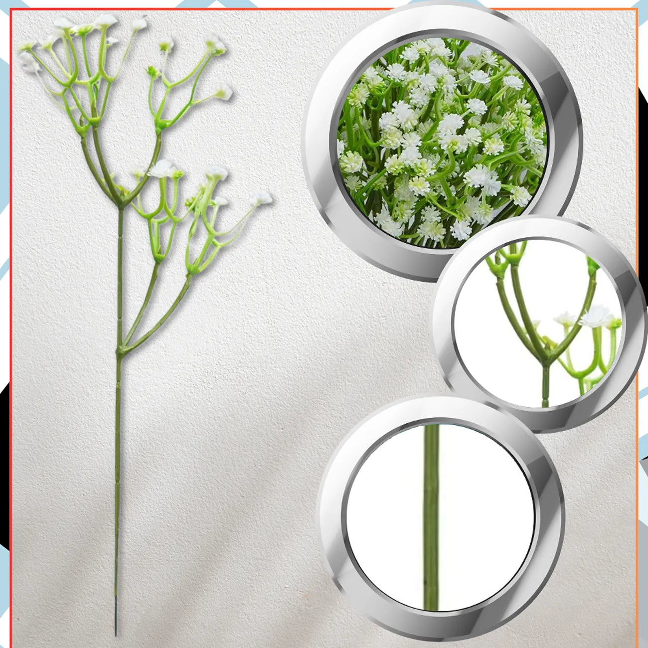 Mākslīgie ziedi, balti, 10 gab.