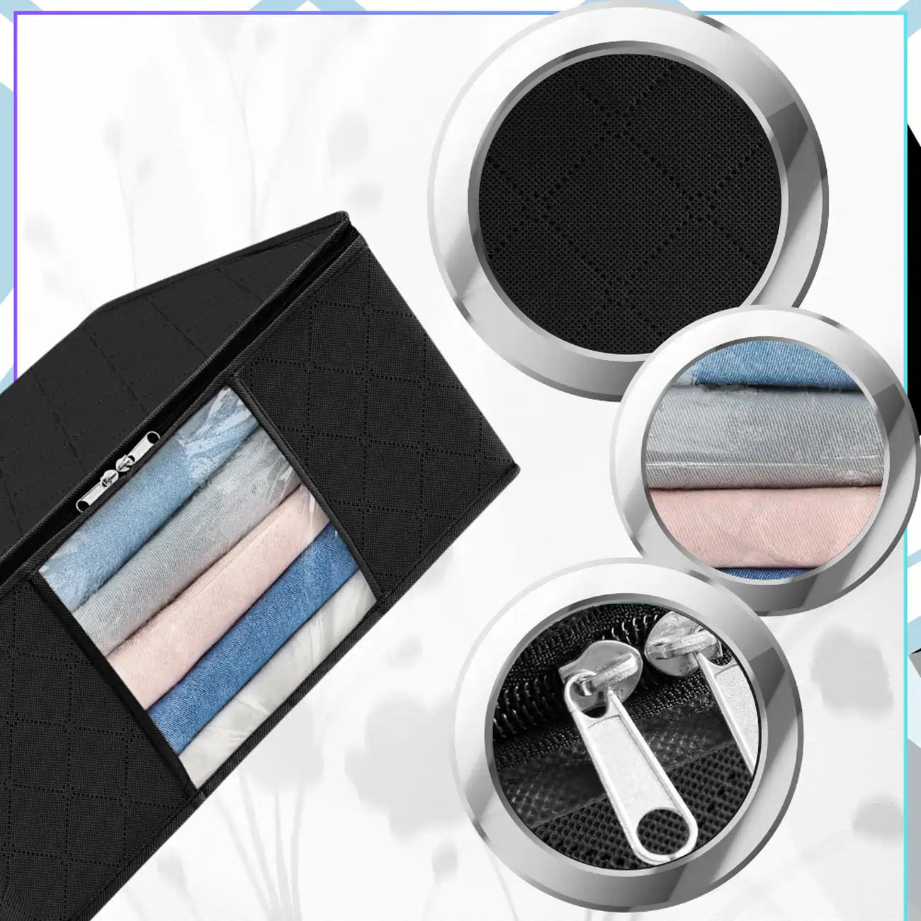 Apģērbu un gultasveļas maisiņi, 3 gab., melni, lieli