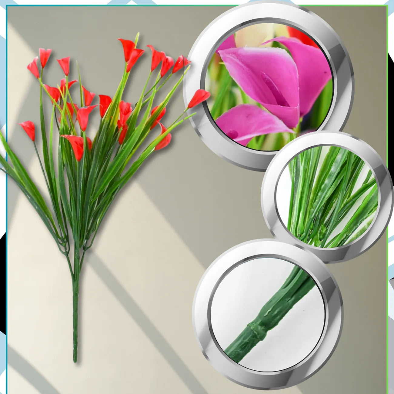 Mākslīgie ziedi, krāsainas lilijas, 5 gab.