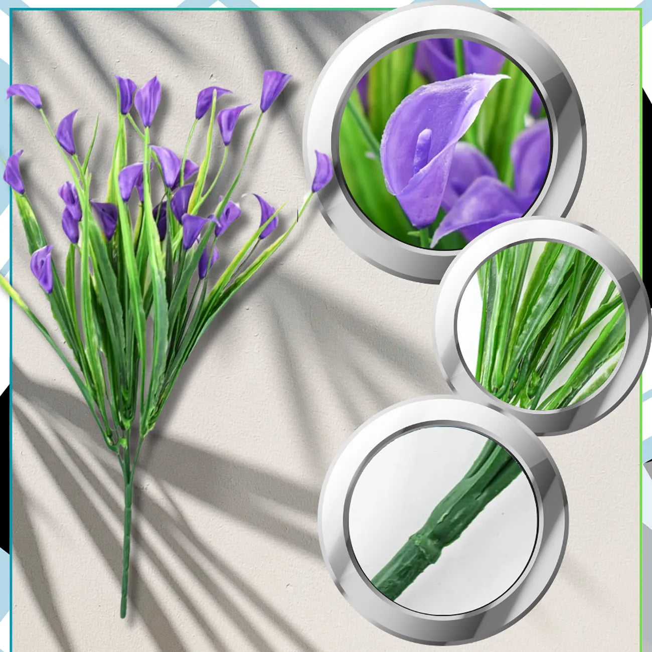 Mākslīgie ziedi, violetas lilijas, 5 gab.