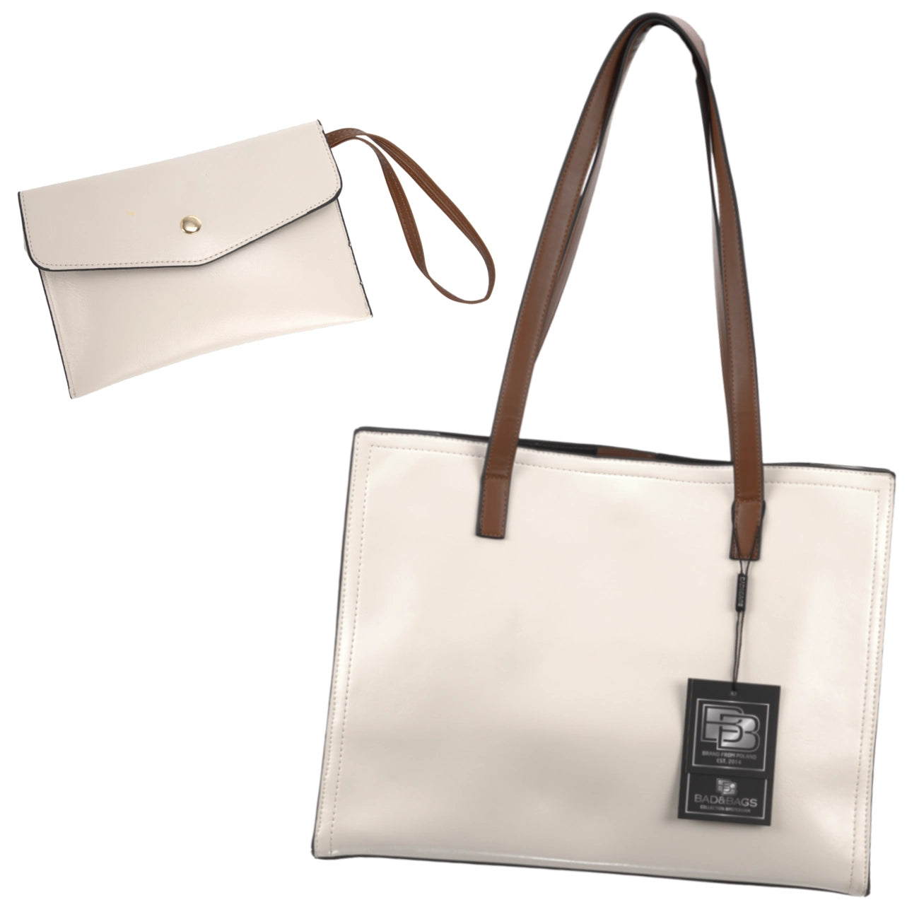 Sieviešu rokassoma BAD&BAGS, krēmkrāsas āda