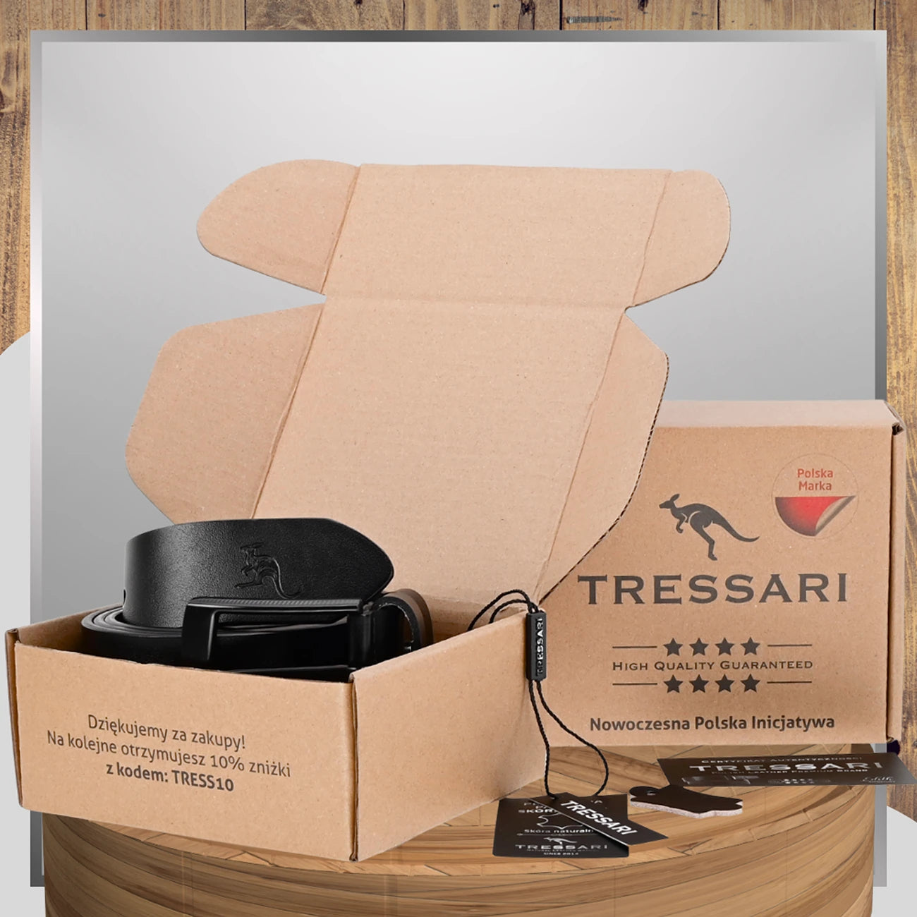 Vīriešu ādas josta, melna, 120 cm, TRESSARI T90