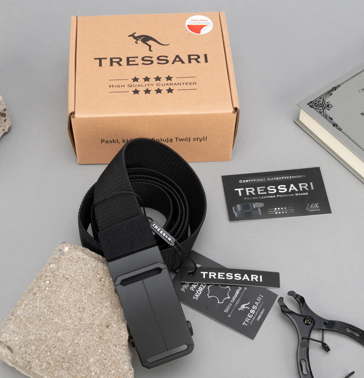 Elastīga josta Tressari, melna, ar automātisku sprādzi