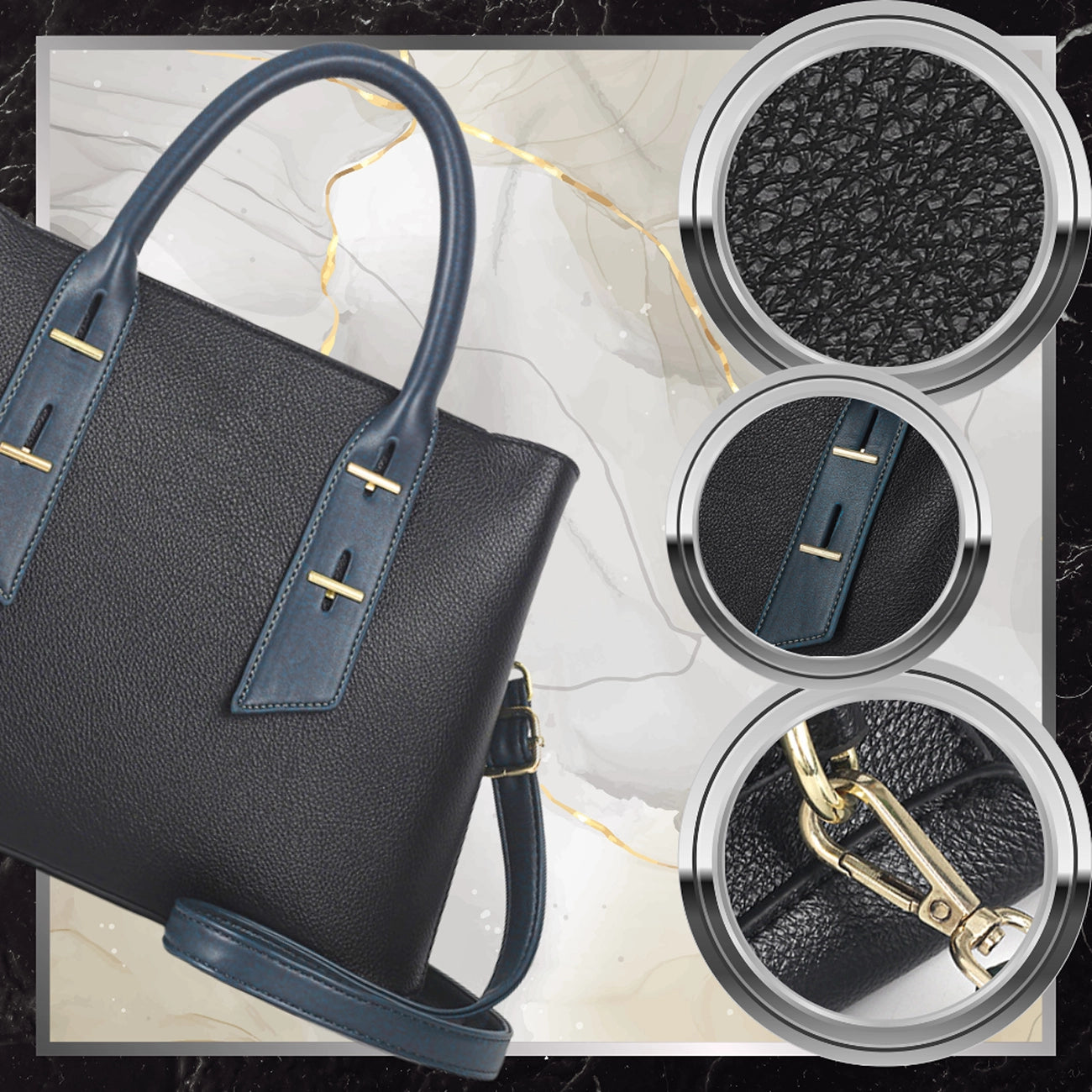 Sieviešu ādas rokassoma BAD&BAGS, melna