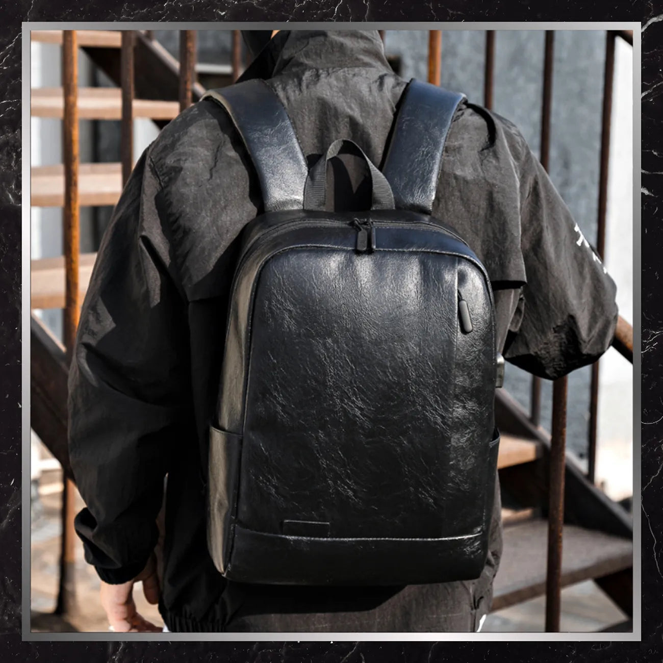 BAD&BAGS pilsētas ceļojumu mugursoma, melna, ādas