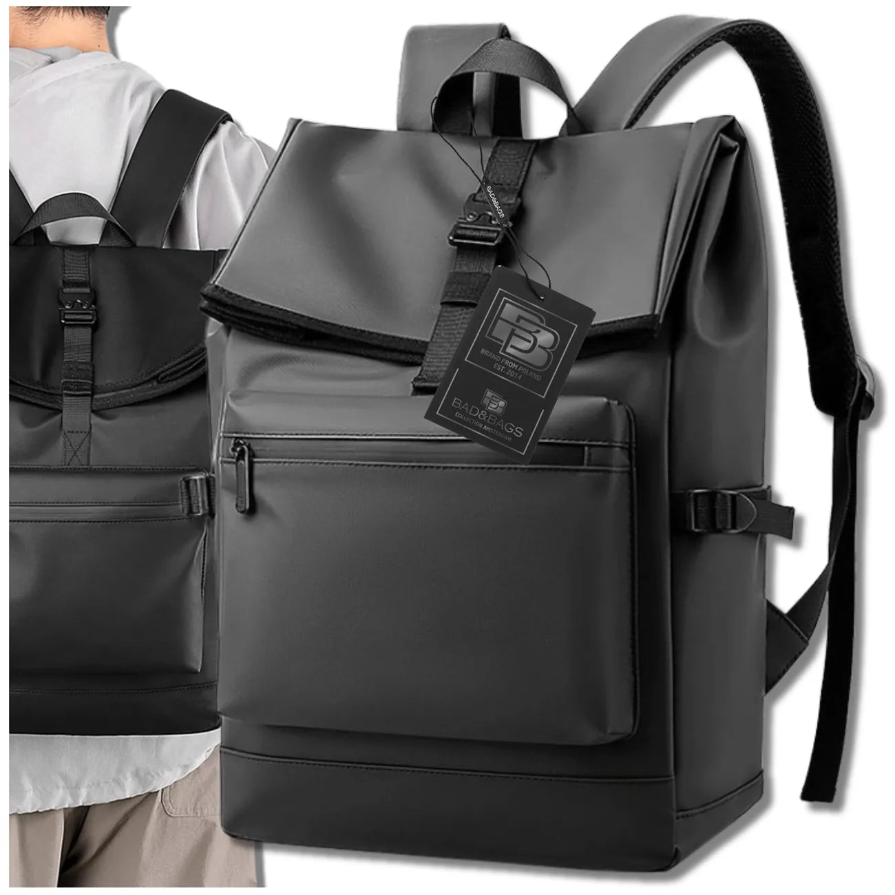 Ceļojumu mugursoma, melna, rokas bagāža