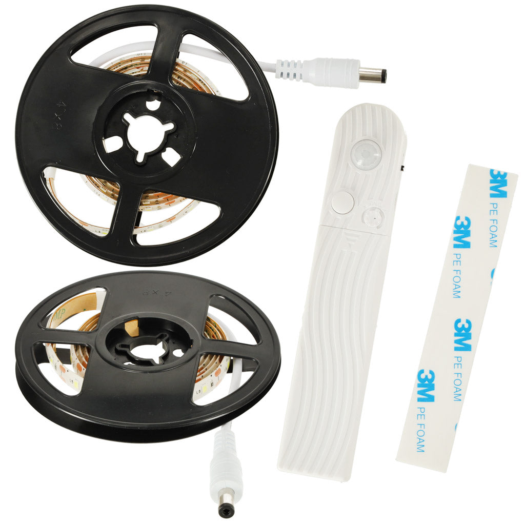 Ūdensizturīga LED lente ar kustības sensoru, 1 m, 59 gaismas diodes, vēsi balta, USB baterija