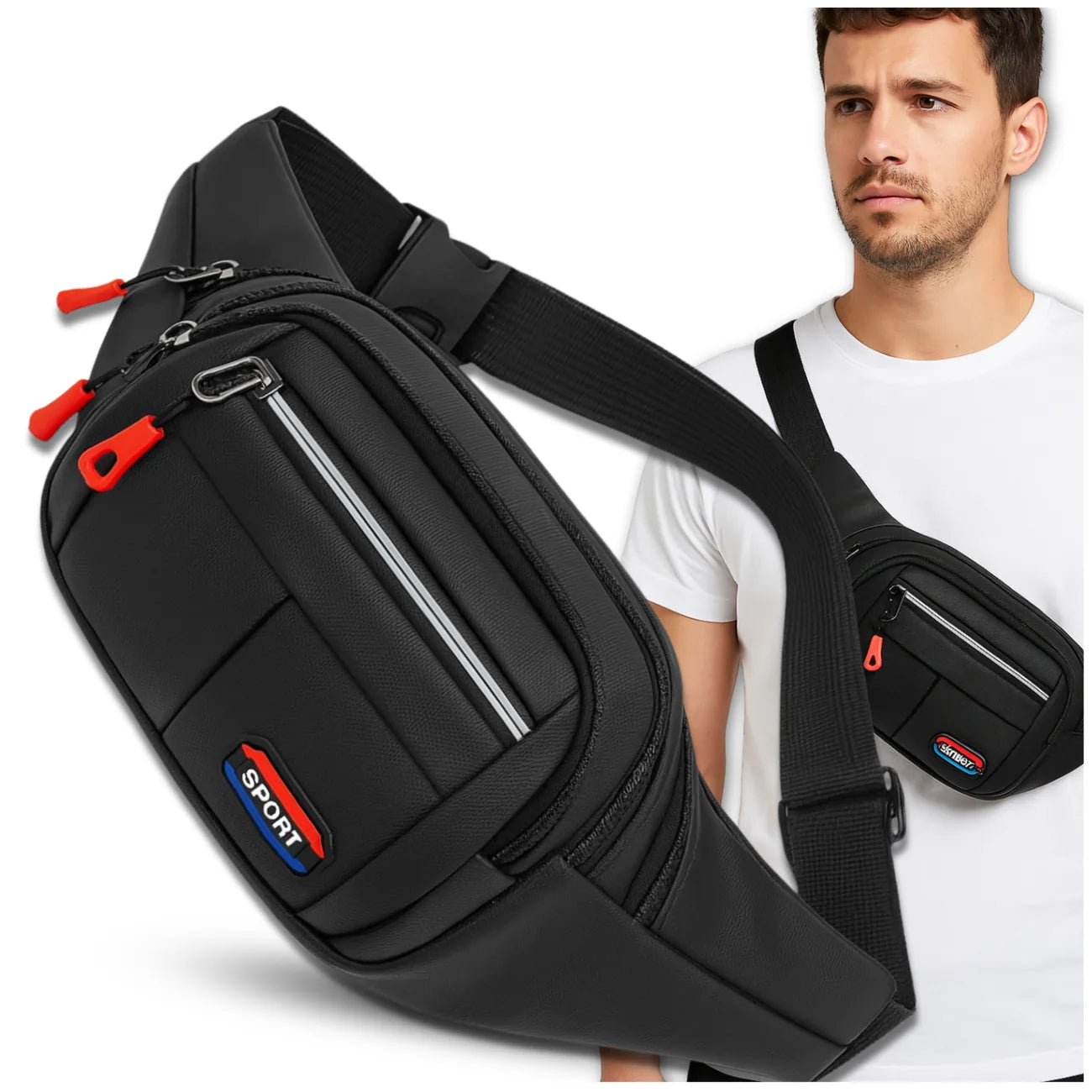 Juoda sportinė juosmens rankinė (unisex) D30