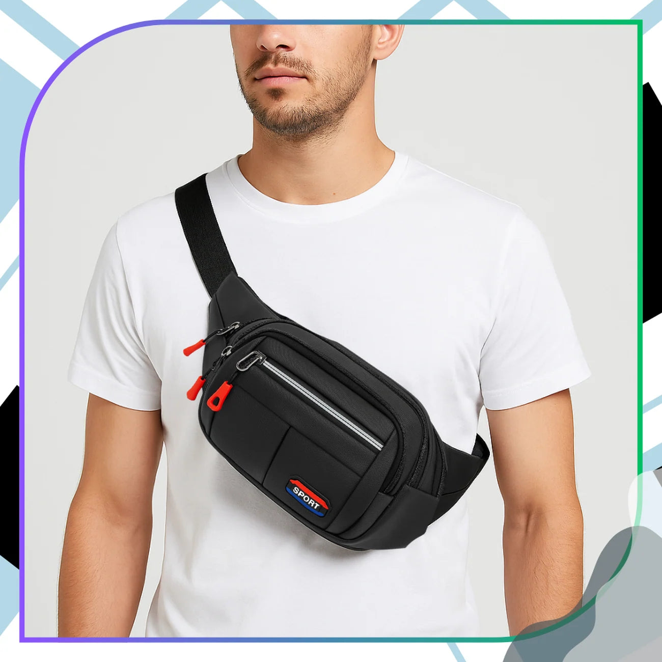 Juoda sportinė juosmens rankinė (unisex) D30