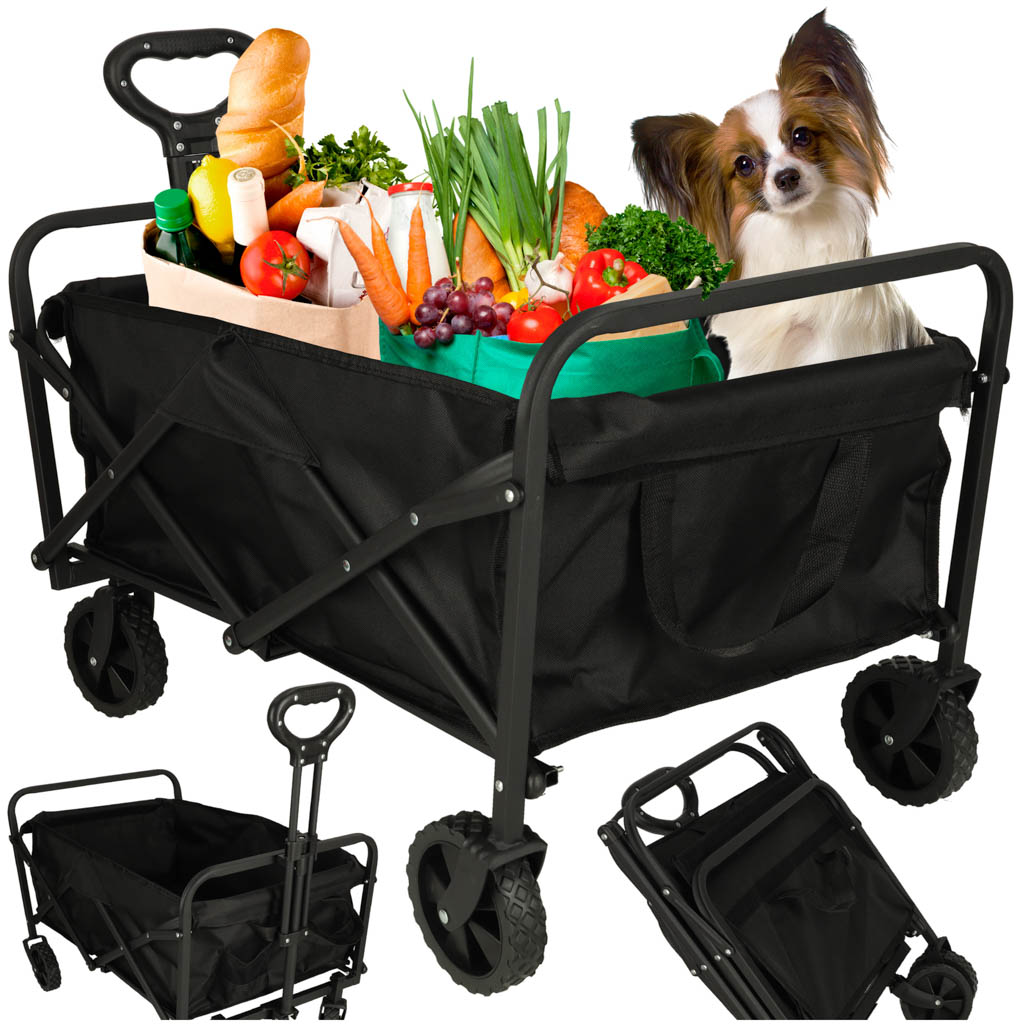 Salokāms pludmales iepirkumu ratiņš ar 360° rotējošu teleskopisku rokturi