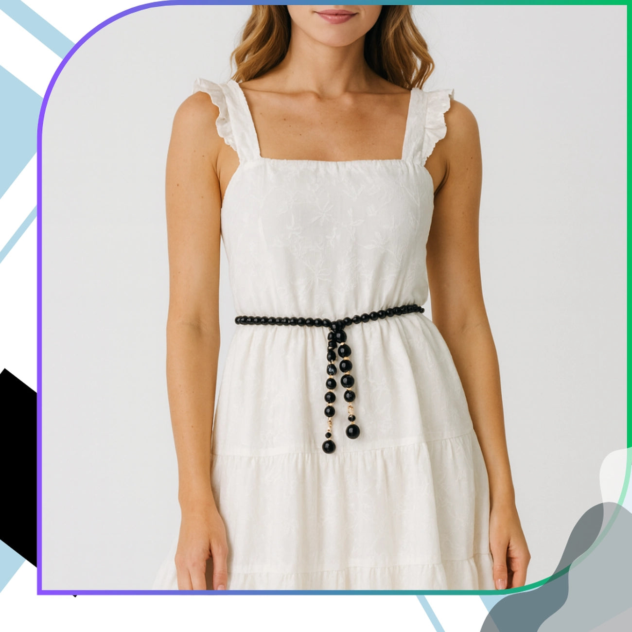 Moteriškas perliukų diržas juodas, rišamas D31