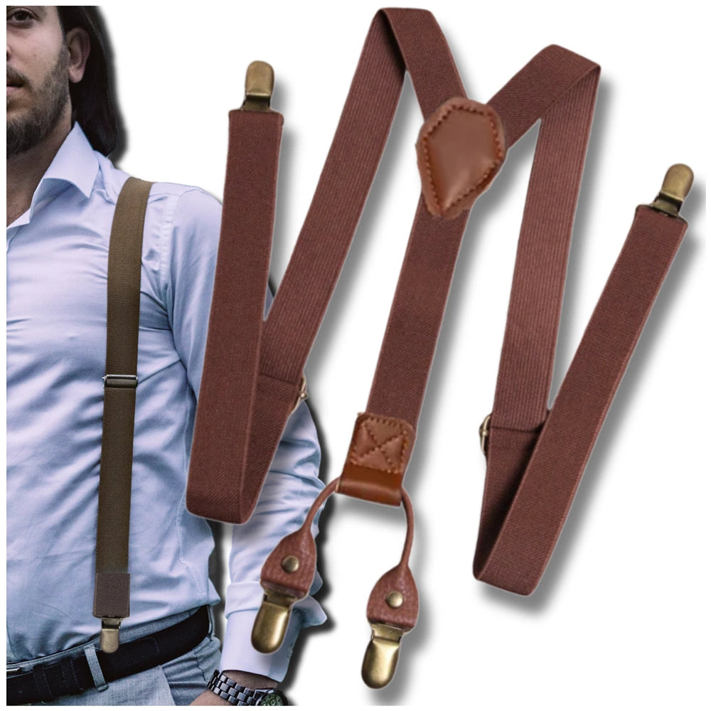 Brūni elastīgi vīriešu bikšturi