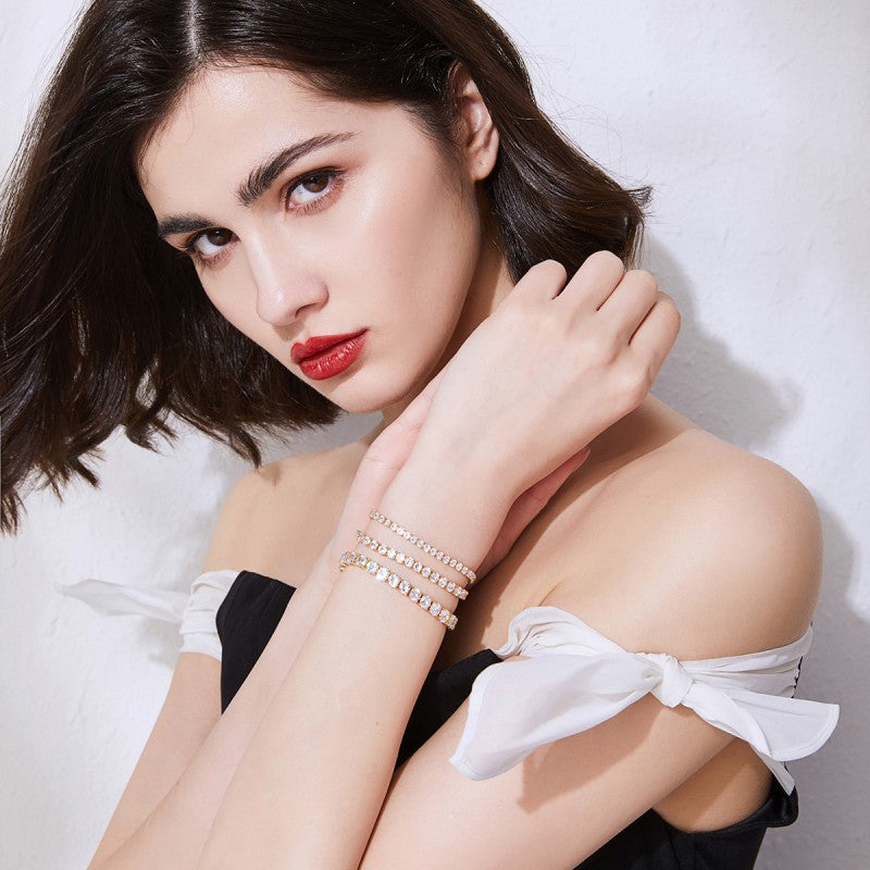 Apzeltīta 14k ķirurģiskā tērauda aproce ar cirkoniem BST1511