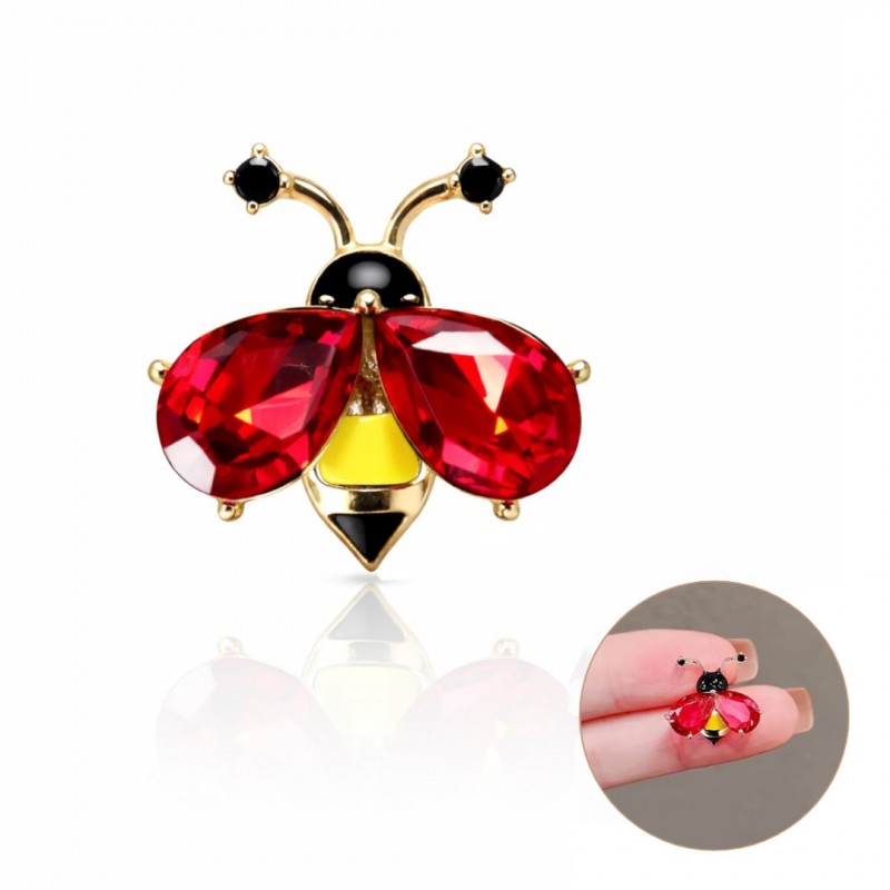 Dekoratīva piespraude kukaiņa formā, sarkana, metāla
