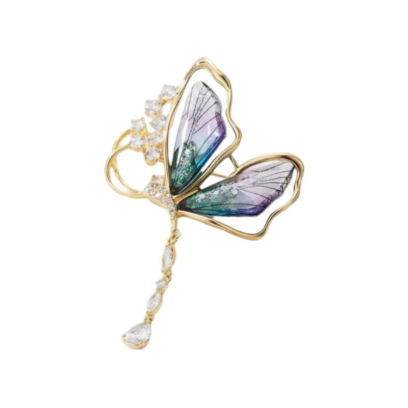 Dekoratīva tauriņa broša ar cirkona actiņām BZ209