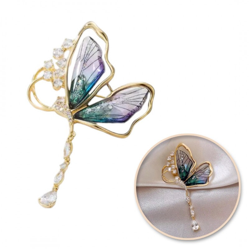 Dekoratīva tauriņa broša ar cirkona actiņām BZ209