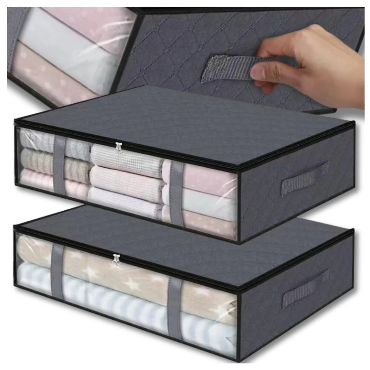 Liela drēbju un gultasveļas soma, 2 gab., pelēka