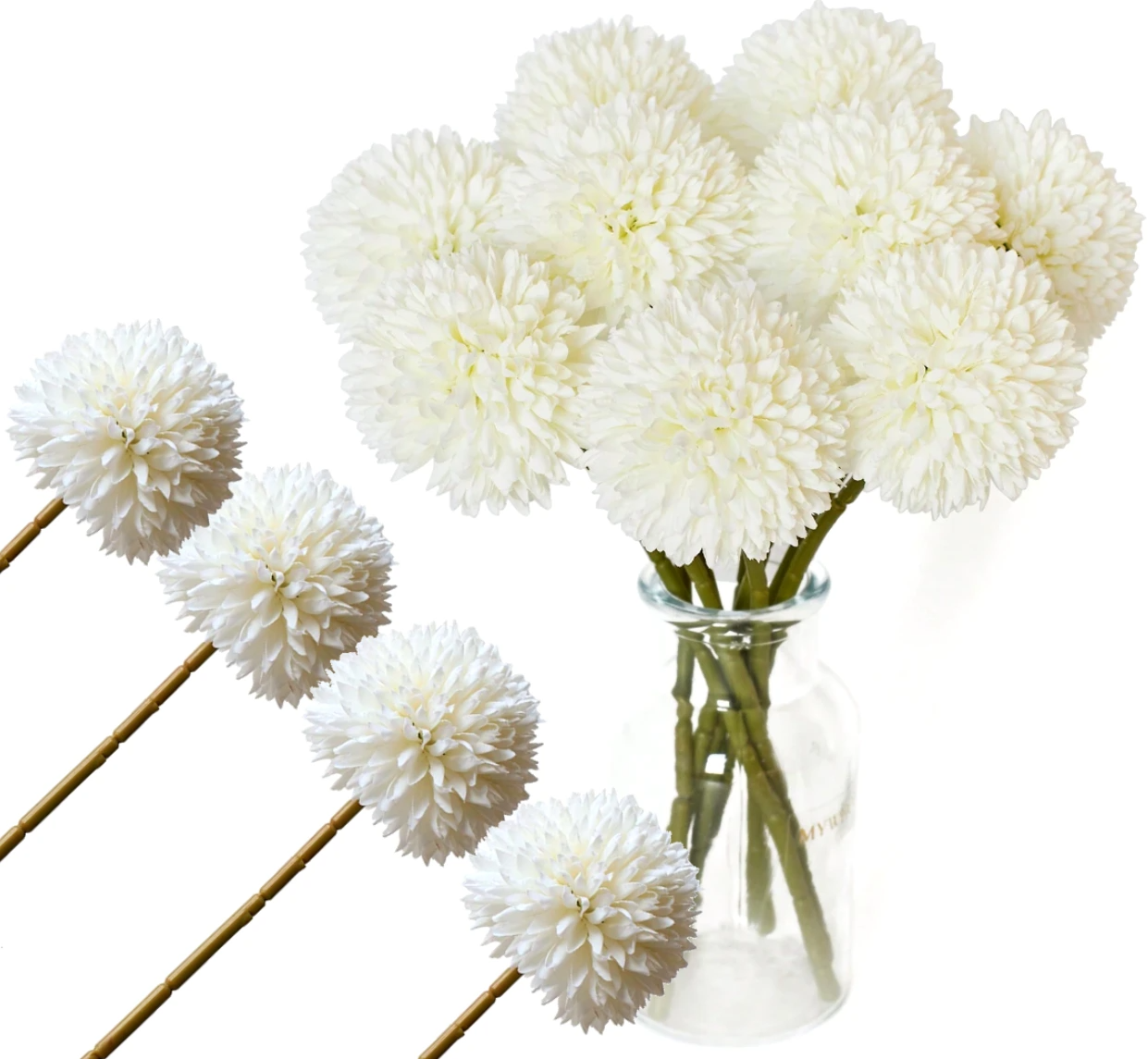 Mākslīgās krizantēmas 4 gab. B10, baltas