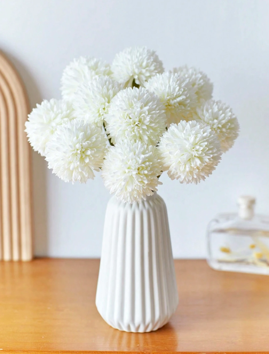 Mākslīgās krizantēmas 4 gab. B10, baltas