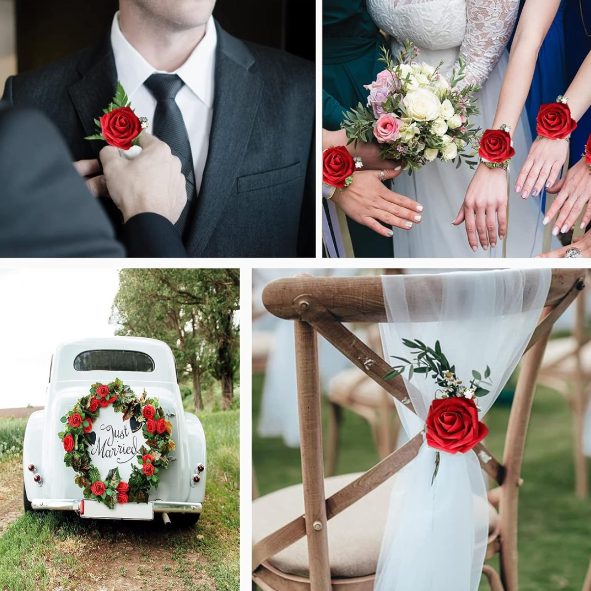 Mākslīgās rozes 25 gab. L15, sarkanas